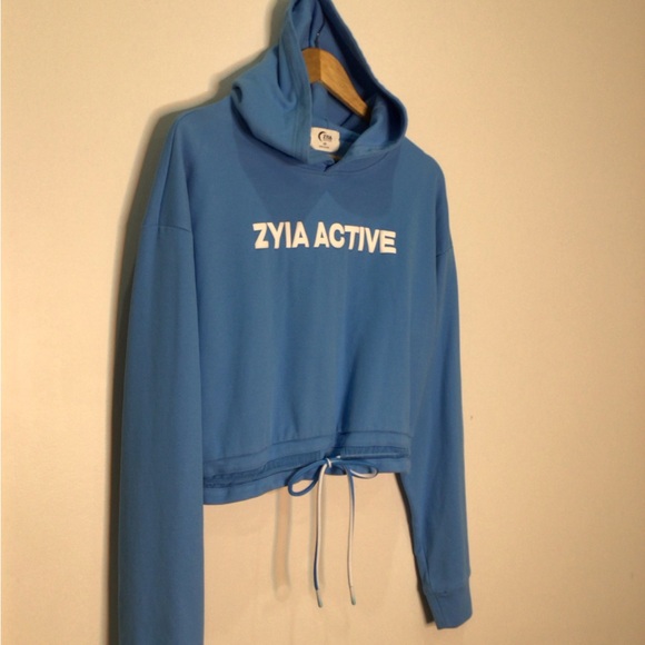 ZYIA Sky Blue Uppercut Cropped Pullover XXL Hoodie - Picture 6 of 13